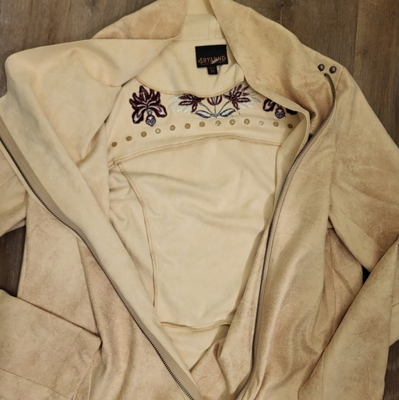 Shyanne (Light Tan) Faux Suede Embroidered Jacket Size Medium - Picture 8 of 12